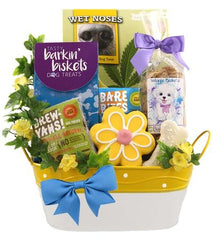 This Gift Includes:
Hemp Seed Banana Crunchy Dog Treats 14 oz.
Barkin Biskets All Natural Beef Dog Treats 4 oz.
Bare Bites Beef Liver Dog Treats
Wiggle Biskets All Natural Chicken Dog Treats 6 oz.
Brew-Yahs! Peanut Butter Dog Treats
Two (2) Bakery Fresh Hand Iced Gourmet Dog Biscuit
Reusable Oval Tin Container
Gift Size 11" x 11" x 6"
Dim Wt: 10 lbs. (13x13x8)
