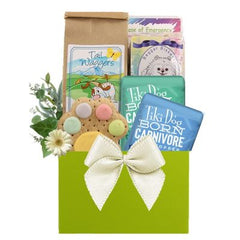 This Gift Includes:
Tail Waggers All Natural Cheezy Bacon Dog Treats 8 oz.
"In Case of Emergency" Label
Beggar Biskets Peanut Butter Dog Treats 11 oz.
Bakery Fresh Hand Iced Gourmet Biscuit
Two (2) Tiki Dog Aloha Petites Flavor Booster Packs (assorted Flavors) 1.5 oz.
Bright and Cheery Decorative Container
Gift Size 7" x 4" x 12"
Dim Weight 6 lbs. (15x9x7)