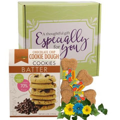 This Gift Includes:
For the Owner:
Chocolate Chip Cookie Dough Cookies 6 oz.
For the Dog:
Three (3) Nature’s Animals All Natural 4” Dog Bones
"Especially For You" Care Package Shipping Box
Gift Size 8” x 8” x 3”
Dim Weight 3 lbs. (9x9x4)