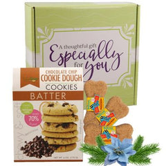 This Gift Includes:
For the Owner:
Chocolate Chip Cookie Dough Cookies 6 oz.
For the Dog:
Three (3) Nature’s Animals All Natural 4” Dog Bones
"Especially For You" Care Package Shipping Box
Gift Size 8” x 8” x 3”
Dim Weight 3 lbs. (9x9x4)