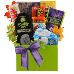 This Gift Includes:
Microwave Popcorn
Huge Reese's Giant Size Bar
Movie Style Candy
Two (2) Full Size Candies
Ghoulish Gulps Green - Colorful Hot Chocolate Mix
Coffin Cafe Haunted Zombie Brew 3.oz
Two (2) Fun Size Candies
Two (2) Rice Krispie Treats
Decorative Box Container
Gift Size 7" x 4" x 12"
Dim Weight 7 lbs. (15x9x7)