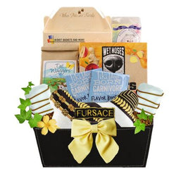 This Gift Includes:
Cassidy's Gourmet Biscuit Mix 14 oz.
Bone Shaped Cookie Cutter
Beggar Biskets Peanut Butter Dog Treats 11 oz.
Tail Waggers Double Bacon Cheeseburger Dog Treats 8 oz
Moments Apple Ginger Bears 14 oz.
Two (2) Tiki Dog Born Carnivore Meal Topper Packets (assorted Flavors) 1.5 oz.
Bakery Fresh Hand Iced Gourmet Dog Biscuit
Fursace Dog Toy 6” x 4” x 1”
Bakery Fresh Hand Iced Gourmet Dog Biscuit
Reusable Faux leather container
Gift Size 12" x 8" x 14"
Dim Wt: 12 lbs (16"x13"x9")