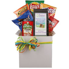 This Gift Includes:
Mountain Lodge Pizza Crust with Rosemary & Basil Mix (10-12 Servings)
Pizza Sauce 15 oz.
Five (5) Assorted Chips (ex: Doritos, Fritos, Chips)
White Gloss Gift Box
Gift Size 8.5" X 8.5" X 8.5"
Dim Weight 12 lbs. (11x11x13)