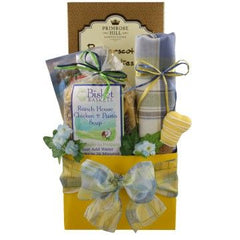 This Gift Includes:
For The Owner:
Butterscotch Candies by Primrose Hill Confections 3 oz.
Singlebrew Coffee (Assorted Flavors)
Ranch House Chicken ‘n Pasta Soup (8 Servings)
Lake House Plaid Dishtowel 18” x 28” 100% Cotton
For The Dog:
Bakery Fresh Hand Iced Gourmet Biscuits
Decorative Box Container
Gift Size 7" x 4" x 12"
Dim Weight 7 lbs. (15x9x7)